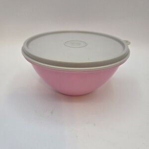 Vintage Tupperware Pink Wonderlier Bowl With Grey Lid
